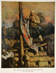 Als er auf das Dach kletterte, hatte er eigenhändig die Farben gehisst, eine Illustration aus 